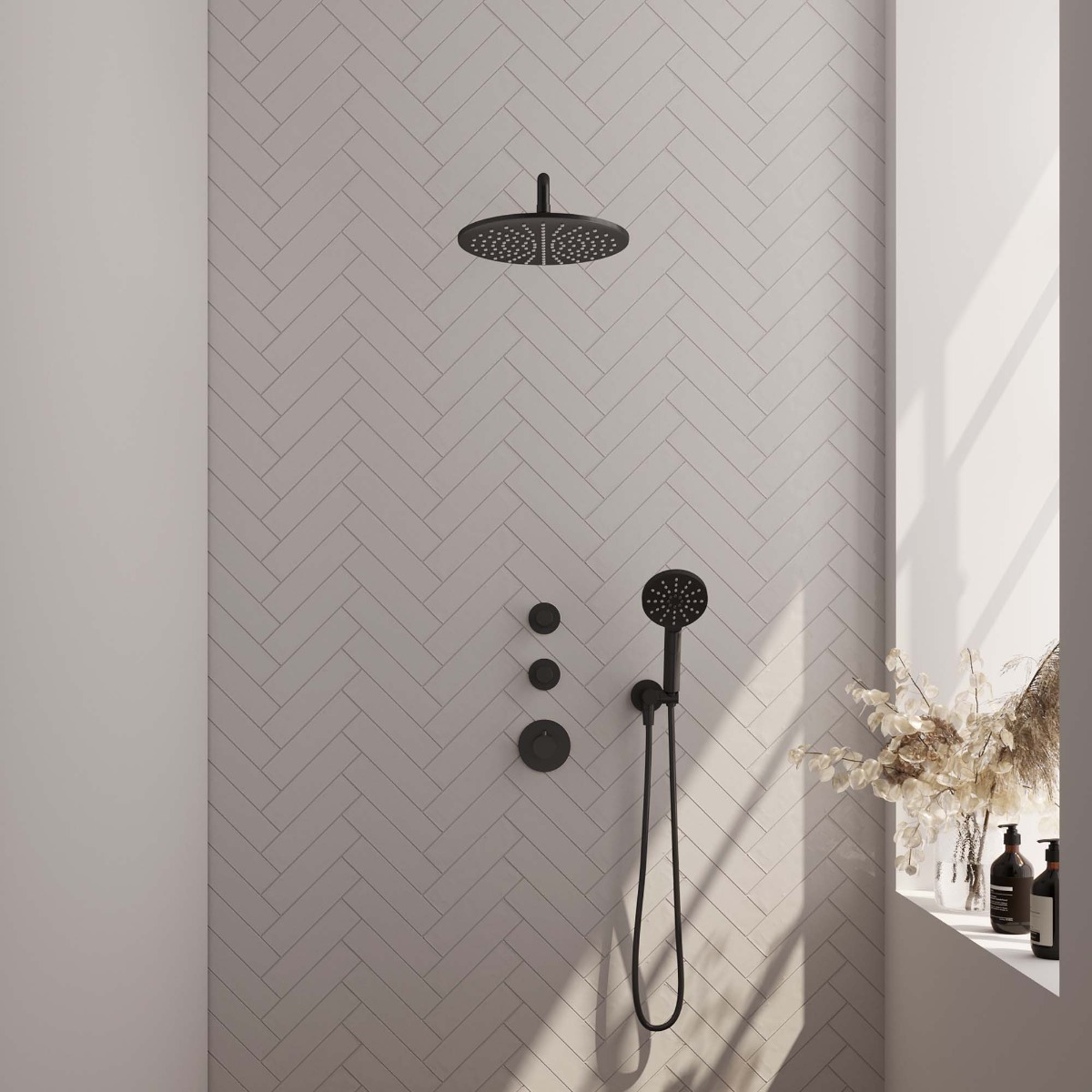 Brauer Black Edition complete inbouw regendouche met 3 standen handdouche