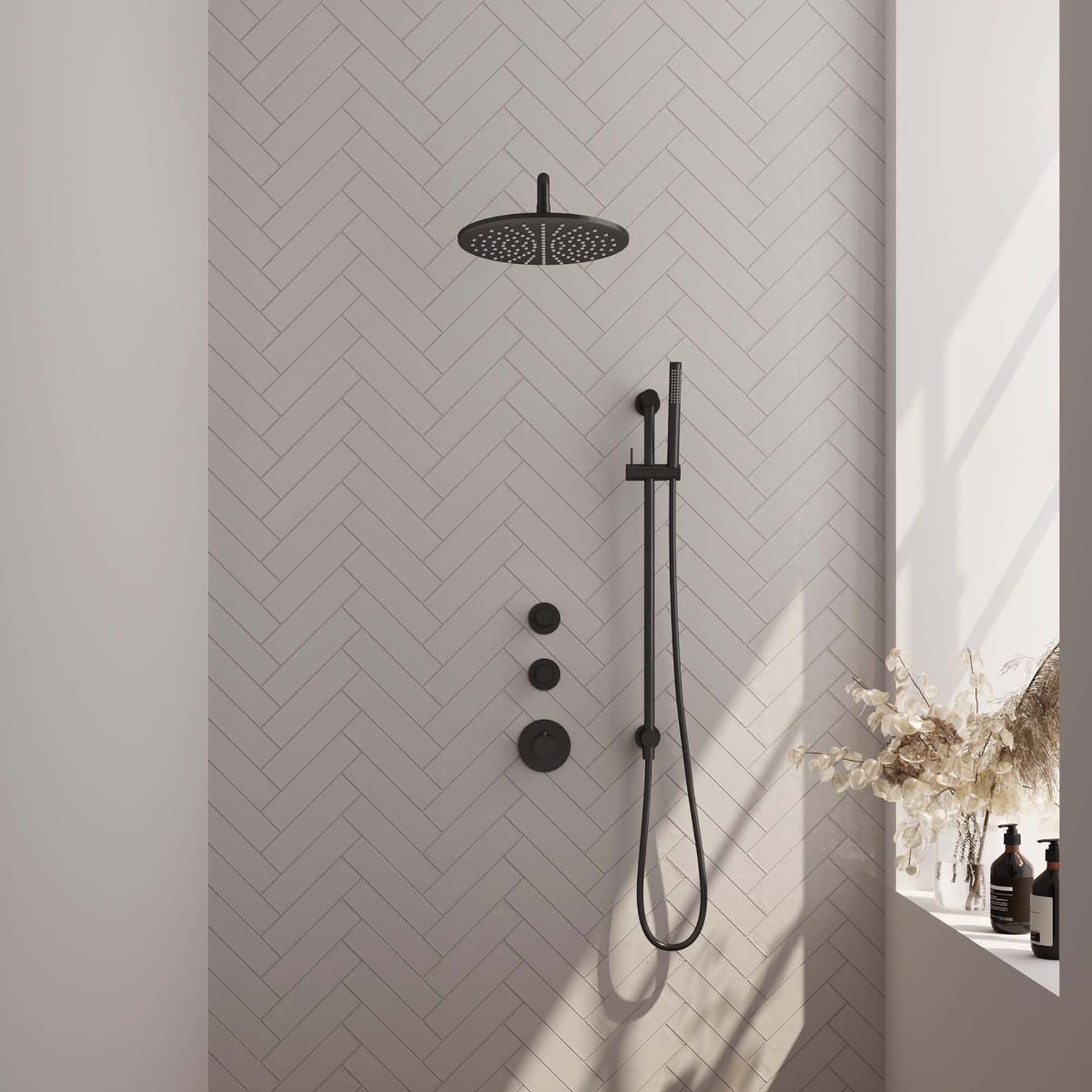 Brauer Black Edition complete inbouw regendouche met staafhanddouche