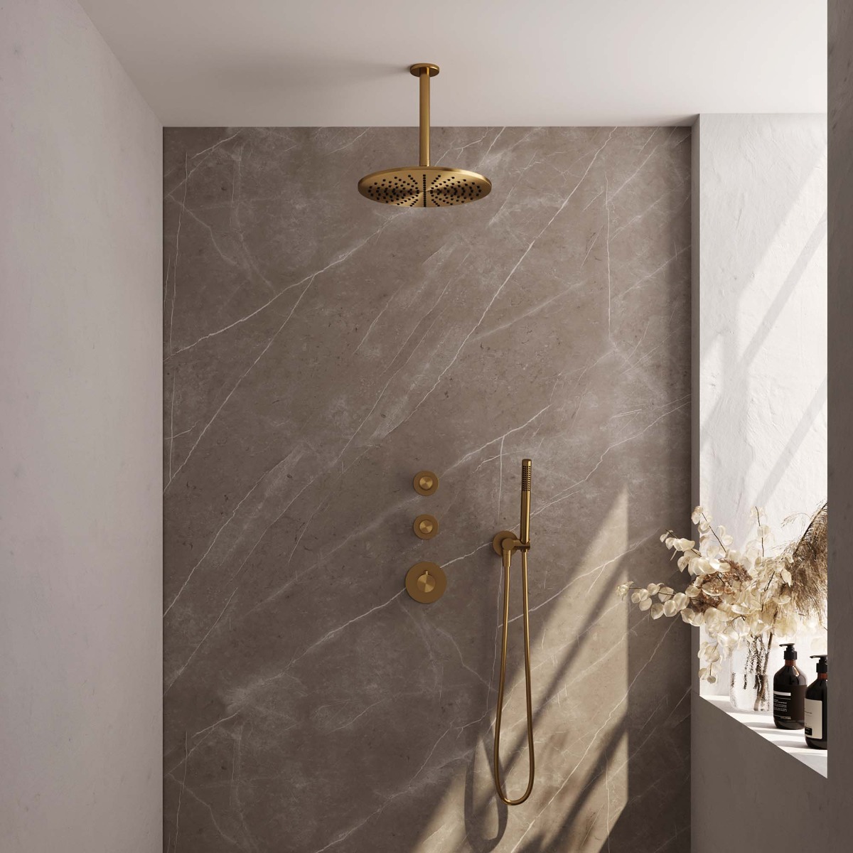 Brauer Gold Edition complete inbouw regendouche met staafhanddouche