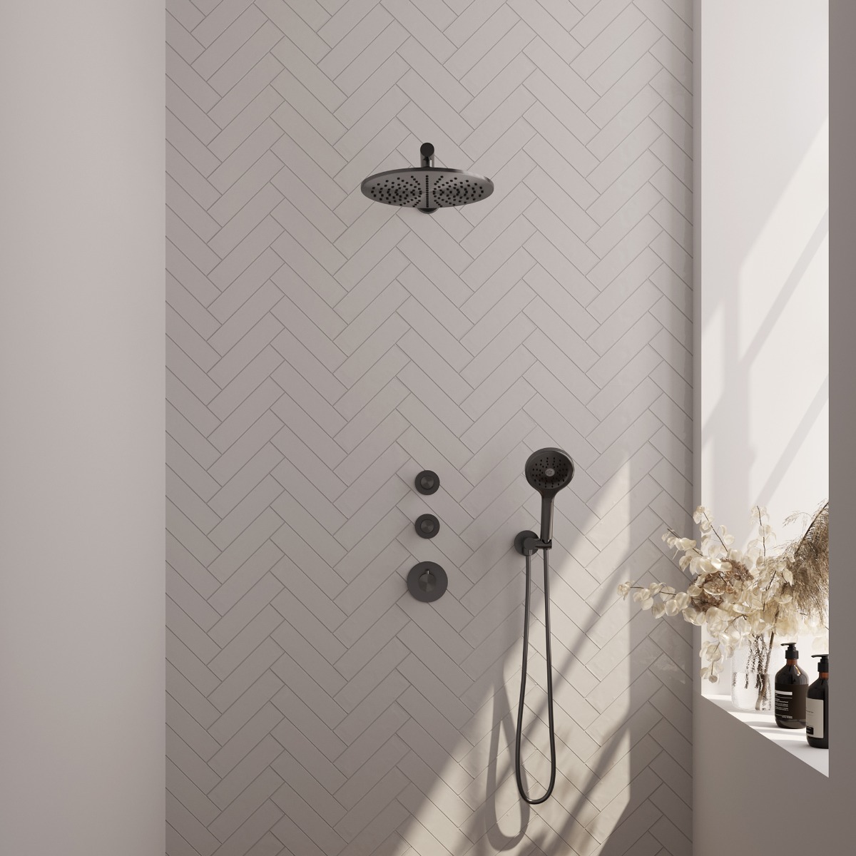 Brauer Gunmetal Edition complete inbouw regendouche met 3 standen handdouche