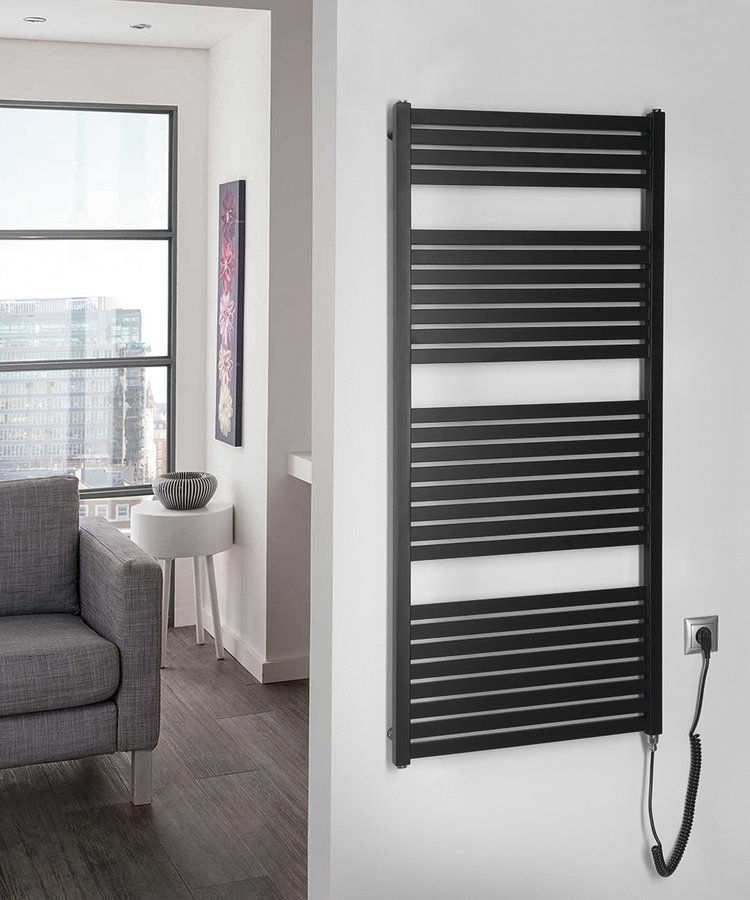 Sapho Tondi elektrische radiator zwart mat 60x133cm 600W