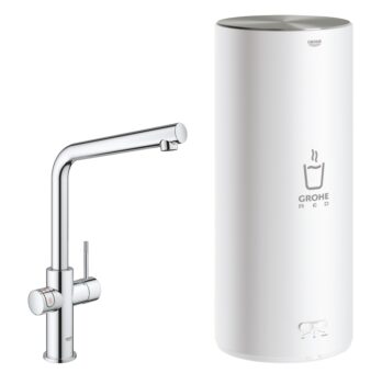 Grohe Red New Duo kokend water kraan met L uitloop en L formaat boiler chroom